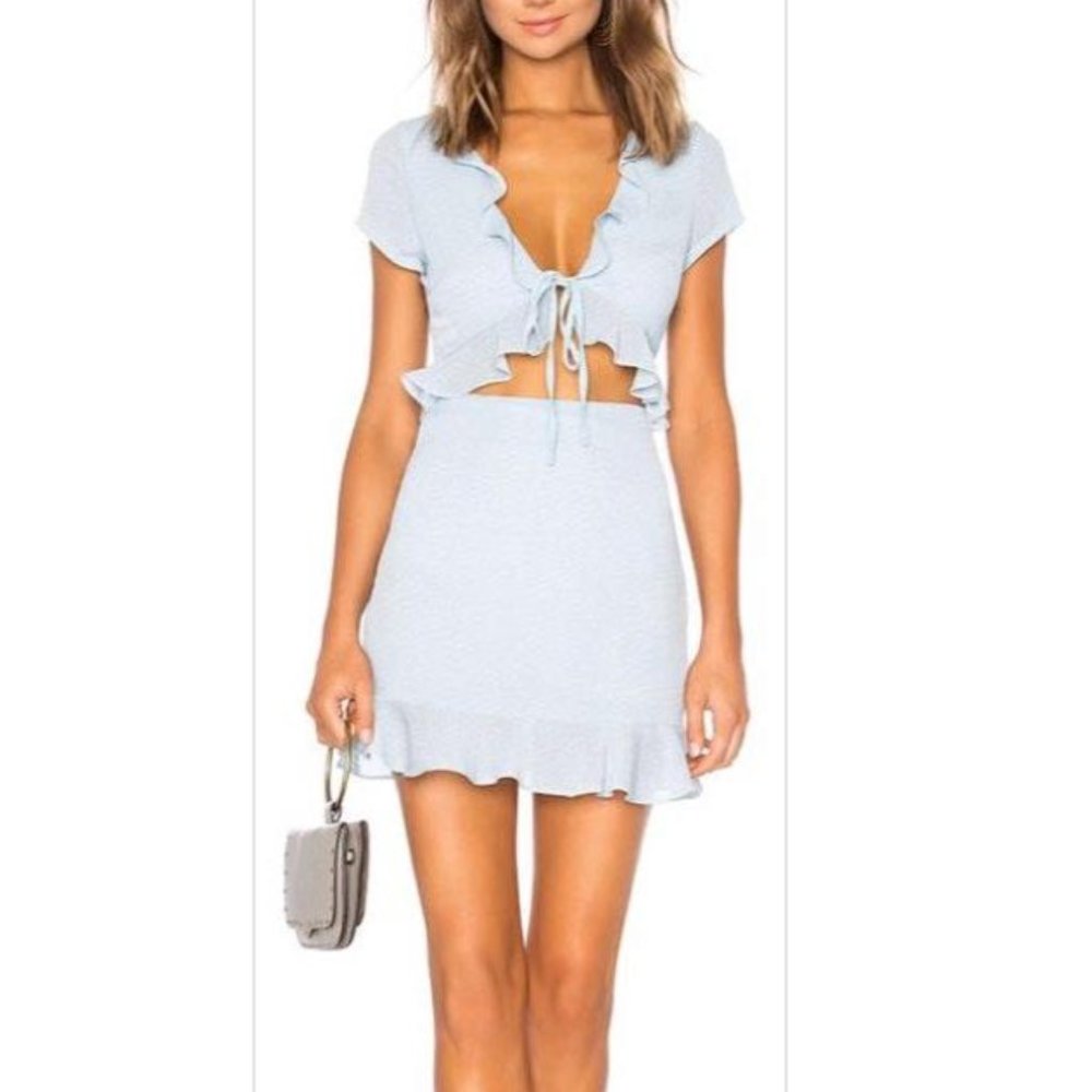 Revolve Blue Spotted Sundress